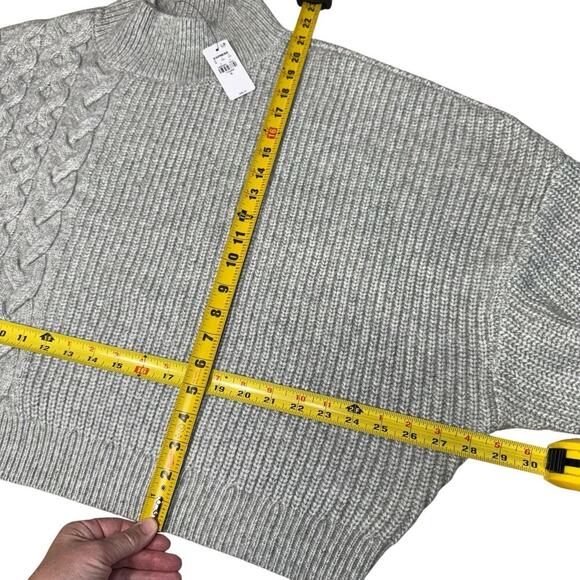 Express Relaxed Mock Neck Cable Knit Sweater Gray 08264060 XL Minimalism NWT - Picture 7 of 8